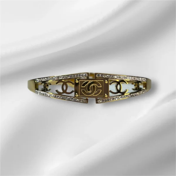 Chanel-Inspired Gold-Plated Bracelet - Elegant Designer Style - Image 2